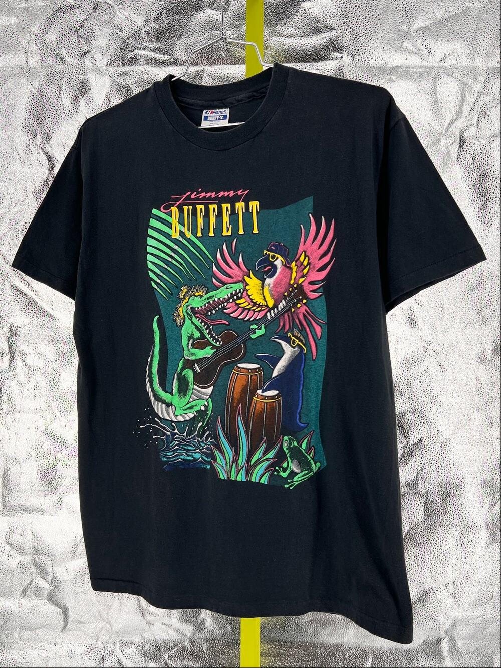 Jimmy Buffett Vintage 1990 Tshirt Jimmy’s Jump Up Tour Double Sided Neon XL